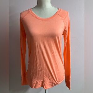 RBX Performance Women’s Athletic Top, Long Sleeves, Size M, Light Neon Orange